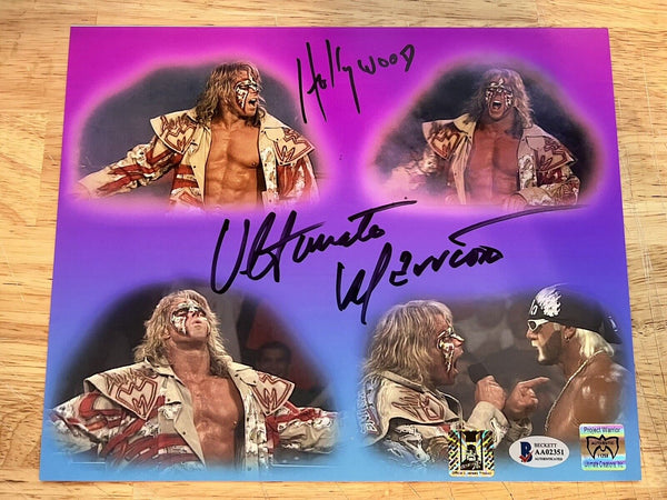 The Ultimate Warrior & Hollywood Hulk Hogan Beckett Certified Signed 8x10 Photo